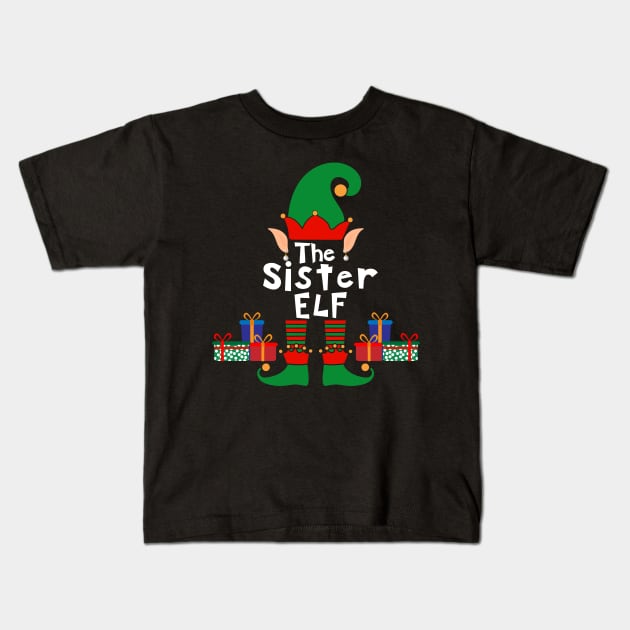 Funny Family Matching Christmas Sister Elf Kids T-Shirt by Mind Your Tee